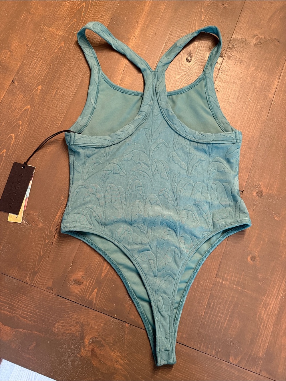Twenty Montreal 3-D Swim Thong Swimsuit Raised Leaf Print 🍃 New With Tags M - Picture 4 of 4